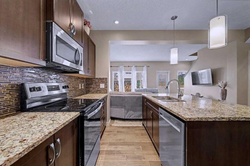 80 Chaparral Valley Crescent Se, Calgary, AB - Indoor Photo Showing Kitchen With Double Sink With Upgraded Kitchen