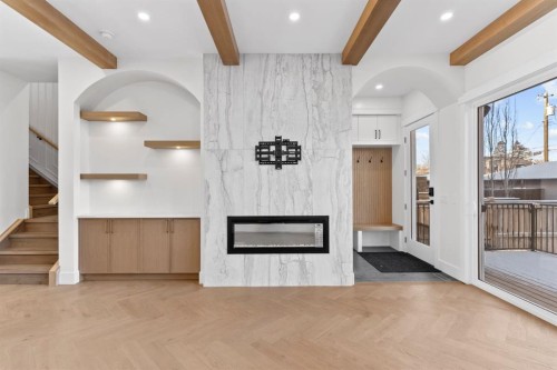 907 36A Street Nw, Calgary, AB - Indoor With Fireplace