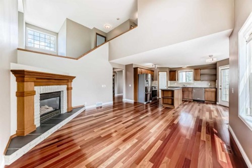 177 Douglas Glen Heath Se, Calgary, AB - Indoor Photo Showing Living Room With Fireplace