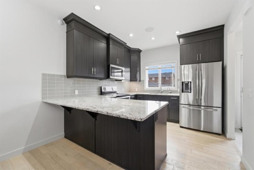 254 Redstone Drive Ne, Calgary, AB - Indoor Photo Showing Kitchen With Stainless Steel Kitchen With Upgraded Kitchen