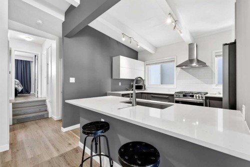 3336 39 Street Sw, Calgary, AB - Indoor Photo Showing Kitchen With Double Sink With Upgraded Kitchen