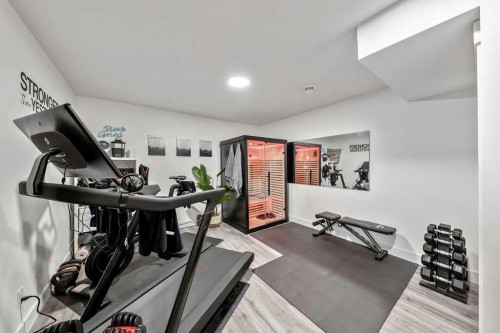 29 Sundown Close, Cochrane, AB - Indoor Photo Showing Gym Room