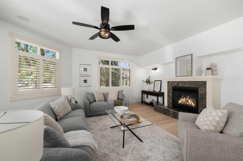 2341 6 Avenue Nw, Calgary, AB - Indoor Photo Showing Living Room With Fireplace