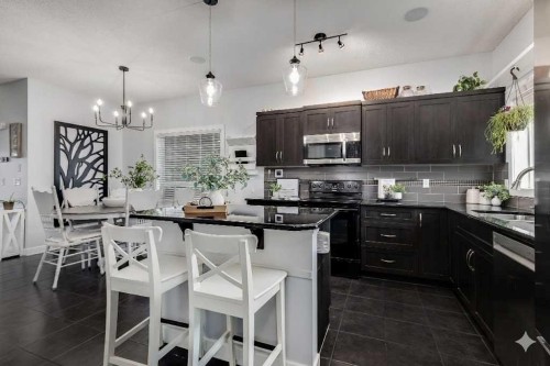 1065 Kingston Crescent Se, Airdrie, AB - Indoor Photo Showing Kitchen With Upgraded Kitchen