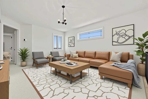 571 Buffaloberry Manor Se, Calgary, AB - Indoor Photo Showing Living Room