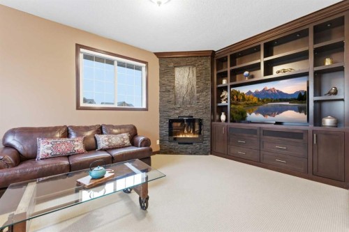 225 Panamount Road, Calgary, AB - Indoor Photo Showing Living Room With Fireplace