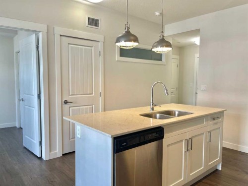 302-100 Auburn Meadows Common Se, Calgary, AB - Indoor Photo Showing Kitchen With Double Sink