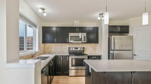 484 Auburn Bay Avenue Se, Calgary, AB - Indoor Photo Showing Kitchen With Double Sink With Upgraded Kitchen