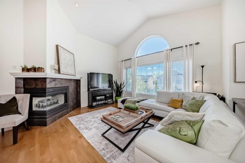 243 Mt Assiniboine Circle Se, Calgary, AB - Indoor Photo Showing Living Room With Fireplace
