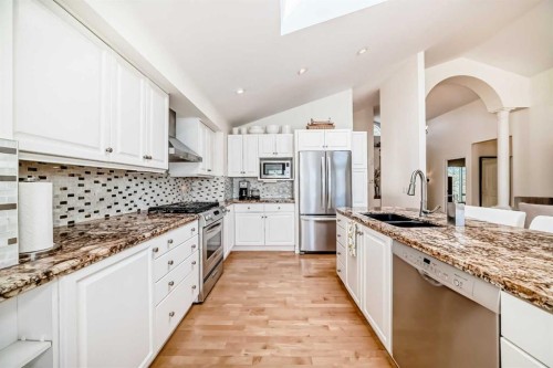 243 Mt Assiniboine Circle Se, Calgary, AB - Indoor Photo Showing Kitchen With Double Sink With Upgraded Kitchen