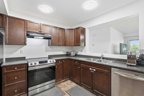 400-8 Bayside Place, Strathmore, AB - Indoor Photo Showing Kitchen With Double Sink
