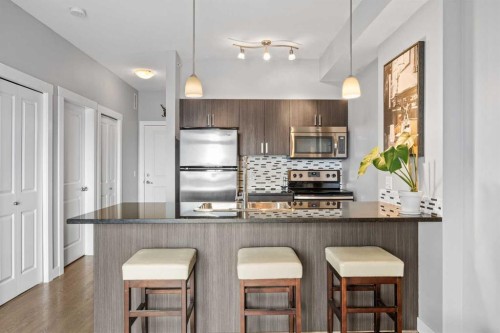 414-117 Copperpond Common, Calgary, AB - Indoor Photo Showing Kitchen With Stainless Steel Kitchen With Upgraded Kitchen