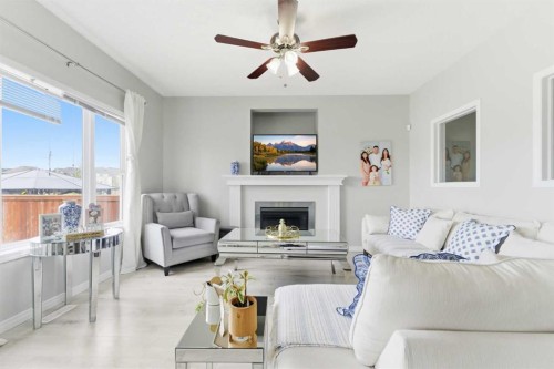 118 Saddletree Close Ne, Calgary, AB - Indoor Photo Showing Living Room With Fireplace