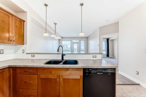 410-3111 34 Avenue Nw, Calgary, AB - Indoor Photo Showing Kitchen With Double Sink
