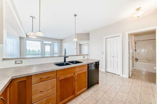410-3111 34 Avenue Nw, Calgary, AB - Indoor Photo Showing Kitchen With Double Sink
