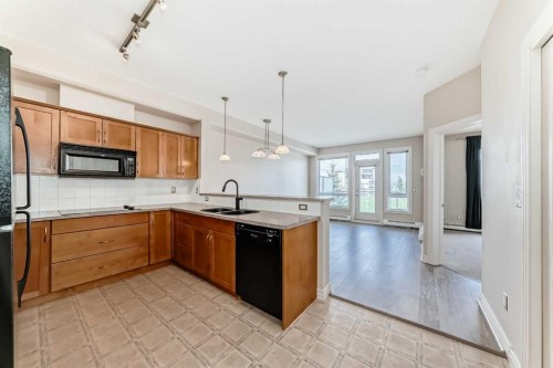 410-3111 34 Avenue Nw, Calgary, AB - Indoor Photo Showing Kitchen With Double Sink