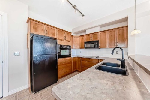 410-3111 34 Avenue Nw, Calgary, AB - Indoor Photo Showing Kitchen With Double Sink