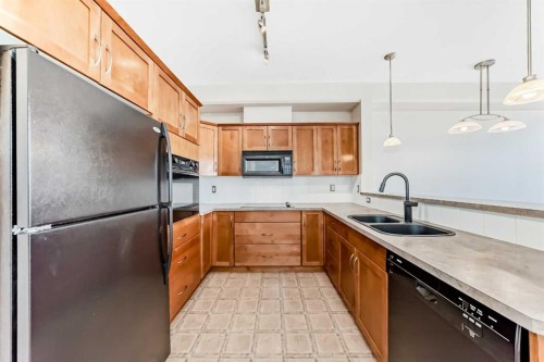 410-3111 34 Avenue Nw, Calgary, AB - Indoor Photo Showing Kitchen With Stainless Steel Kitchen With Double Sink