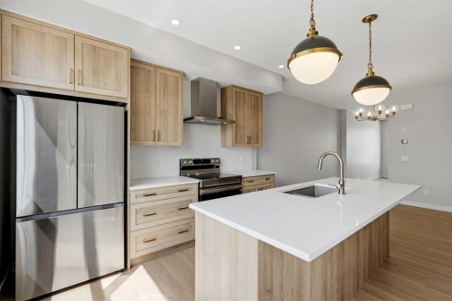 81 Wild Rose Way Se, Calgary, AB - Indoor Photo Showing Kitchen With Stainless Steel Kitchen With Upgraded Kitchen