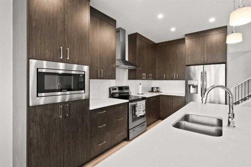 1107 Copperfield Boulevard Se, Calgary, AB - Indoor Photo Showing Kitchen With Stainless Steel Kitchen With Double Sink With Upgraded Kitchen