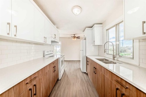 2918 Doverville Crescent Se, Calgary, AB - Indoor Photo Showing Kitchen With Double Sink