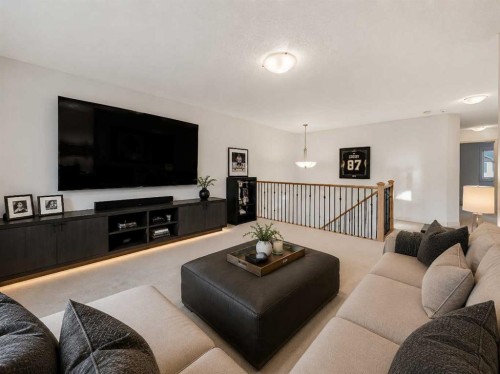 109 Silverado Creek Crescent Sw, Calgary, AB - Indoor Photo Showing Living Room