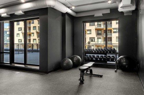 309-8375 Broadcast Avenue Sw, Calgary, AB - Indoor Photo Showing Gym Room