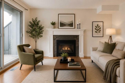 10-123 13 Avenue Ne, Calgary, AB - Indoor Photo Showing Living Room With Fireplace