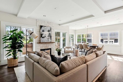 3237 7 Street Sw, Calgary, AB - Indoor Photo Showing Living Room With Fireplace