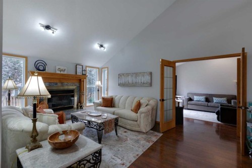 616 Memorial Avenue, Vulcan, AB - Indoor Photo Showing Living Room With Fireplace