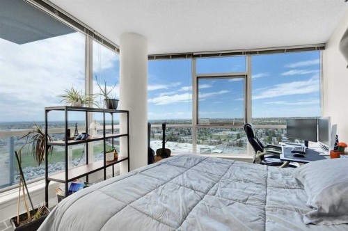 2203-77 Spruce Place Sw, Calgary, AB - Indoor Photo Showing Bedroom