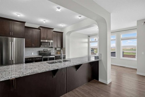 152 Redstone Villas Ne, Calgary, AB - Indoor Photo Showing Kitchen With Upgraded Kitchen