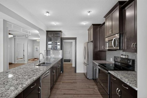 152 Redstone Villas Ne, Calgary, AB - Indoor Photo Showing Kitchen With Double Sink With Upgraded Kitchen