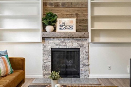 1840 33 Avenue Sw, Calgary, AB - Indoor Photo Showing Living Room With Fireplace