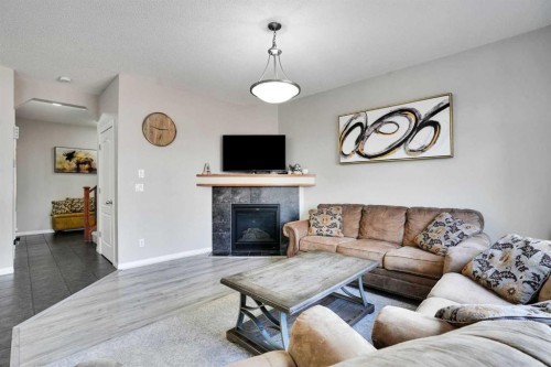 454 Skyview Ranch Way Ne, Calgary, AB - Indoor Photo Showing Living Room With Fireplace
