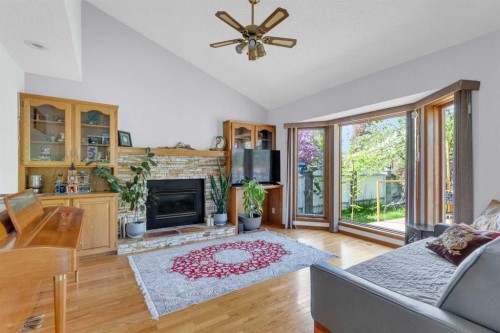 25 Deerfield Manor Se, Calgary, AB - Indoor Photo Showing Living Room With Fireplace