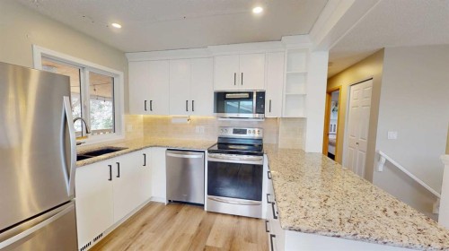 117 Midcrest Crescent Se, Calgary, AB - Indoor Photo Showing Kitchen With Stainless Steel Kitchen With Double Sink With Upgraded Kitchen