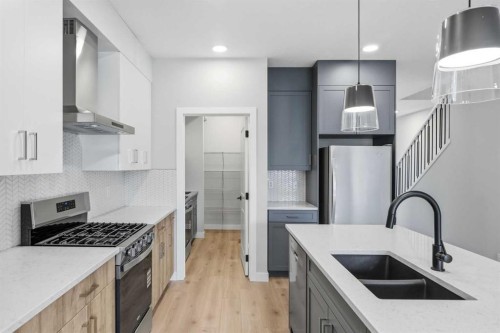 43 Belvedere Crescent Se, Calgary, AB - Indoor Photo Showing Kitchen With Double Sink With Upgraded Kitchen