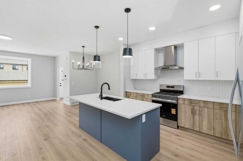 43 Belvedere Crescent Se, Calgary, AB - Indoor Photo Showing Kitchen With Double Sink With Upgraded Kitchen