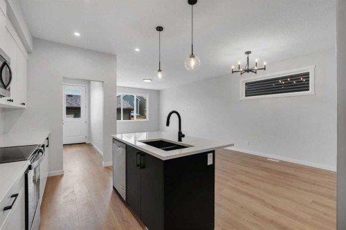 76 Heirloom Drive Se, Calgary, AB - Indoor Photo Showing Kitchen With Double Sink With Upgraded Kitchen