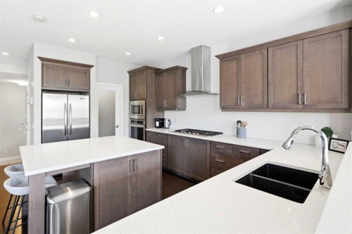 236 Auburn Springs Close Se, Calgary, AB - Indoor Photo Showing Kitchen With Double Sink With Upgraded Kitchen
