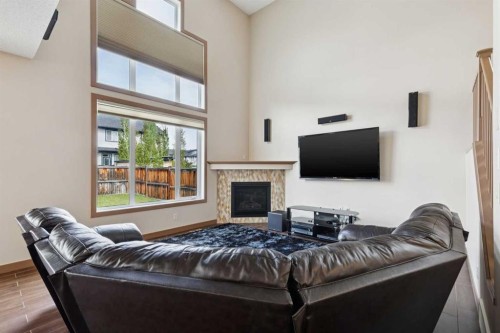 47 Silverado Skies Manor Sw, Calgary, AB - Indoor With Fireplace