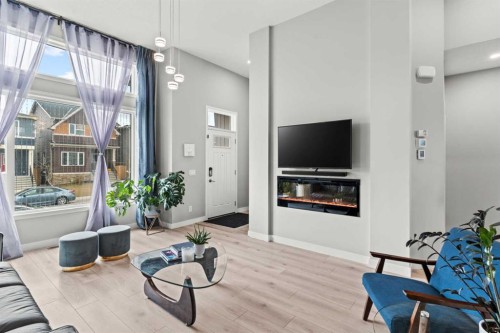 46 Corner Meadows Common Ne, Calgary, AB - Indoor With Fireplace