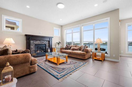 54 Auburn Sound Place Se, Calgary, AB - Indoor Photo Showing Living Room With Fireplace