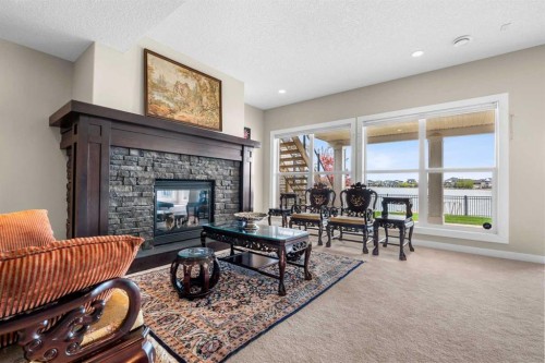 54 Auburn Sound Place Se, Calgary, AB - Indoor Photo Showing Living Room With Fireplace