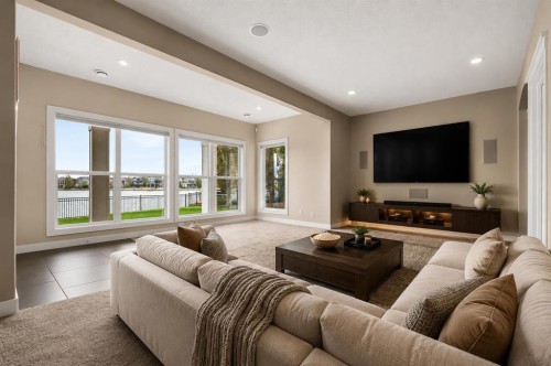 54 Auburn Sound Place Se, Calgary, AB - Indoor Photo Showing Living Room