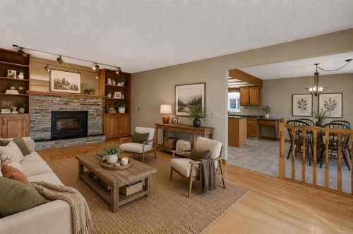 2328 Munro Drive Ne, Calgary, AB - Indoor Photo Showing Living Room With Fireplace