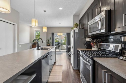 213 Copperpond Villas Se, Calgary, AB - Indoor Photo Showing Kitchen With Double Sink With Upgraded Kitchen