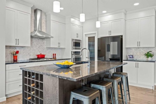 123 Masters Rise Se, Calgary, AB - Indoor Photo Showing Kitchen With Upgraded Kitchen