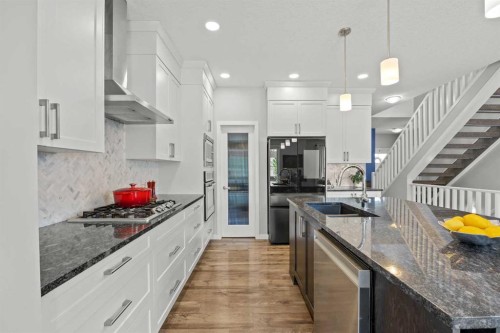 123 Masters Rise Se, Calgary, AB - Indoor Photo Showing Kitchen With Upgraded Kitchen